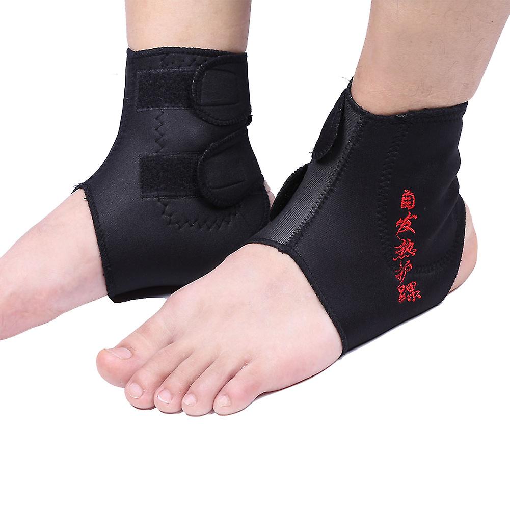 1 Pair Adjustable Self-heating Ankle Support Brace with Compression Straps For Pain Relief