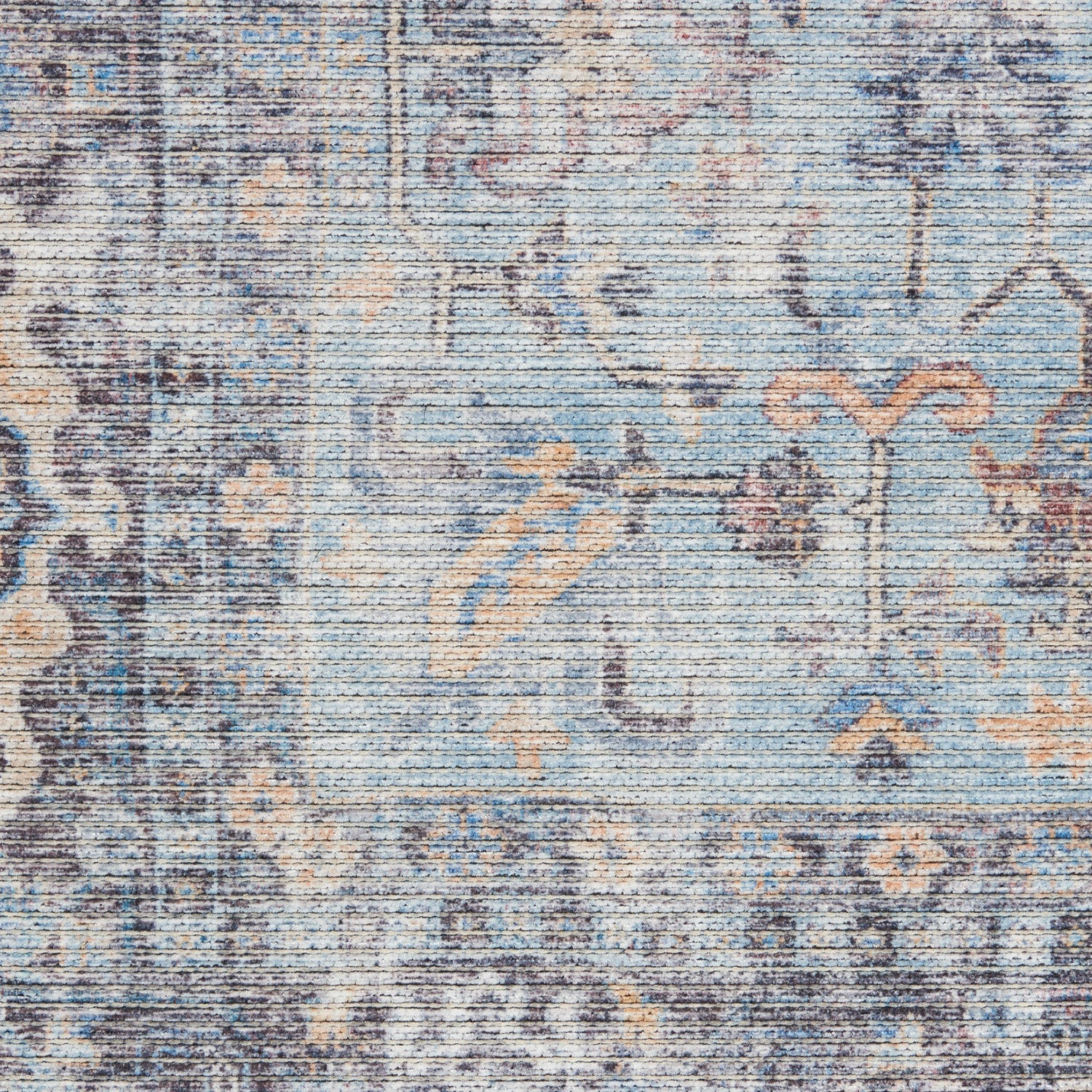 Machine Washable Series Light Grey/Blue Vintage Rug