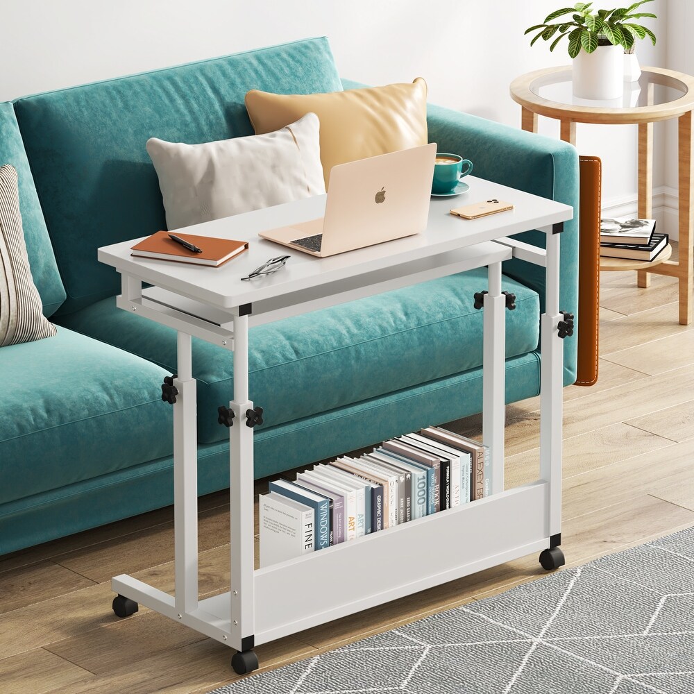 Height Adjustable Small Portable Standing Table  Laptop Desk with Keyboard Tray for Sofa and Bed