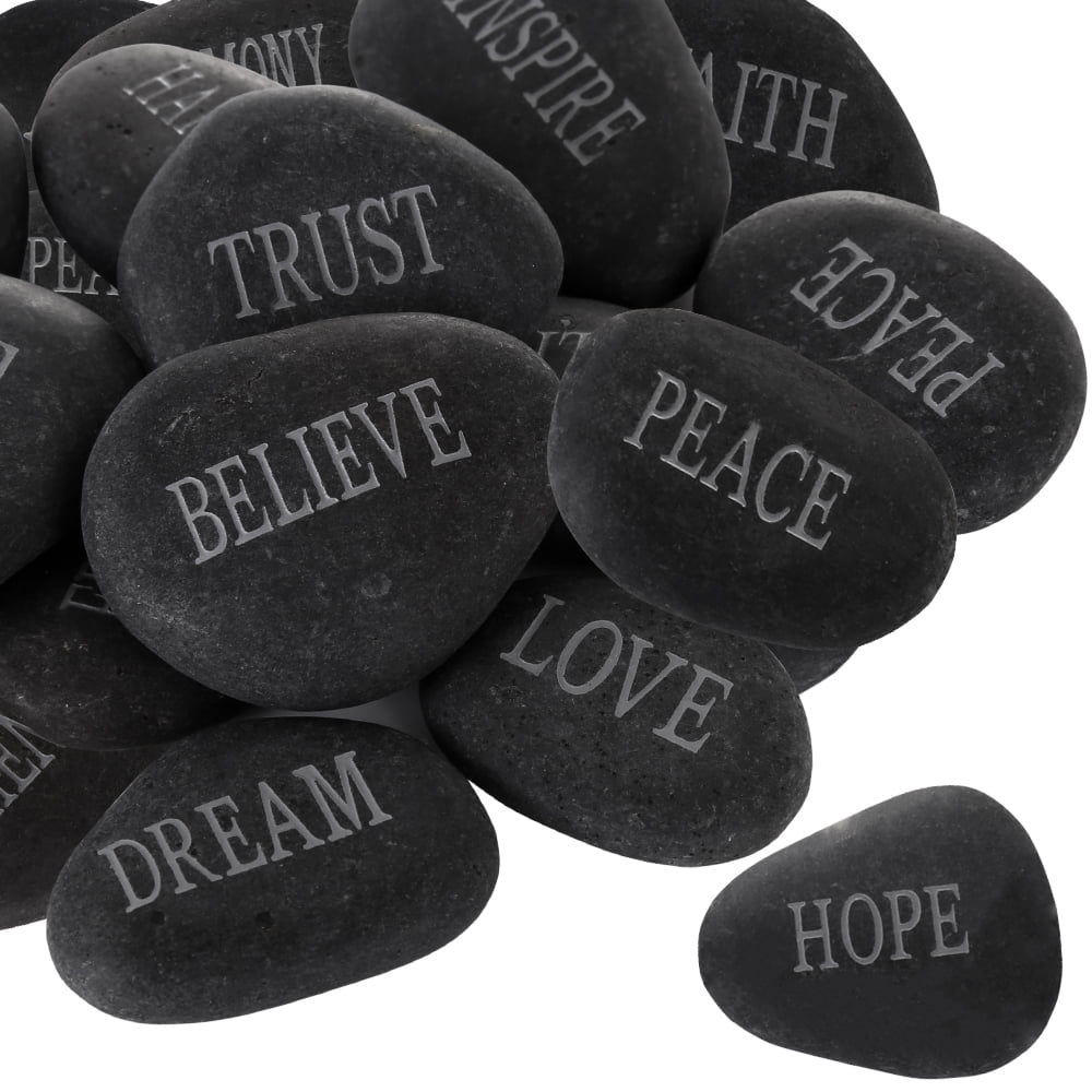 PinkSheep 12Pcs Inspirational Faith Stones Landscape Rocks with Engraved Words River Stones Gift for Valentine's Day