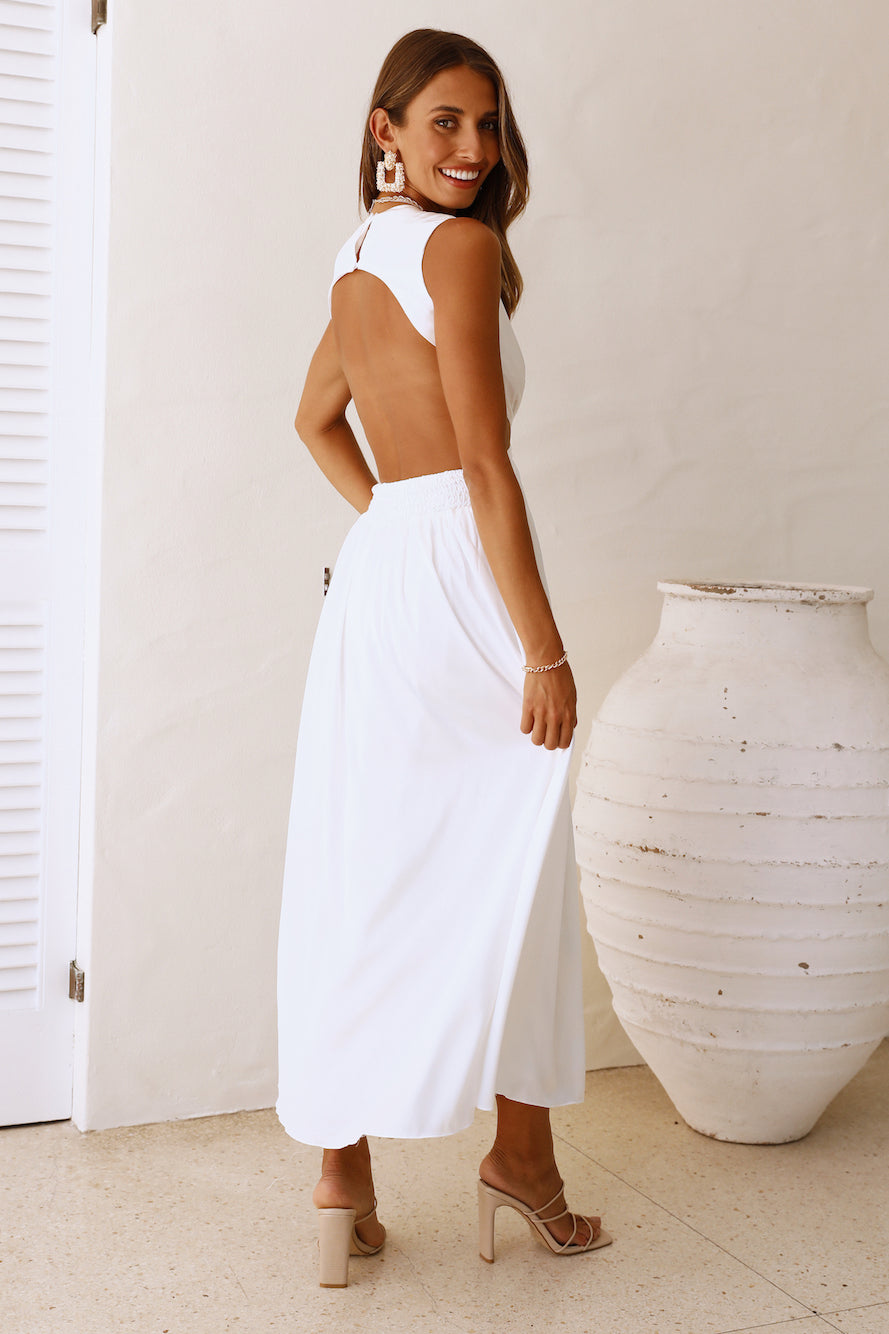 Lovely Travels Midi Dress White