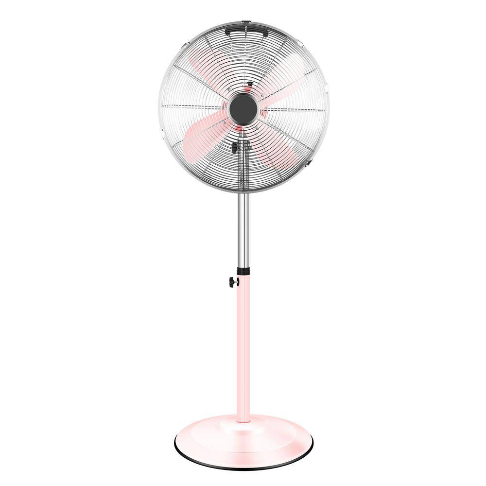 16 in. 3 Fan Speeds Pedistal Fan in Pink with Adjustable Heights 16IGHDB2