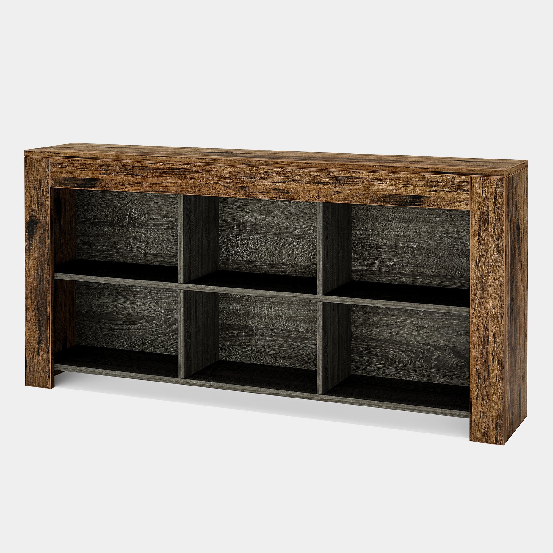 63 Wood Bookshelf, Horizontal Bookcase Storage Display Shelf