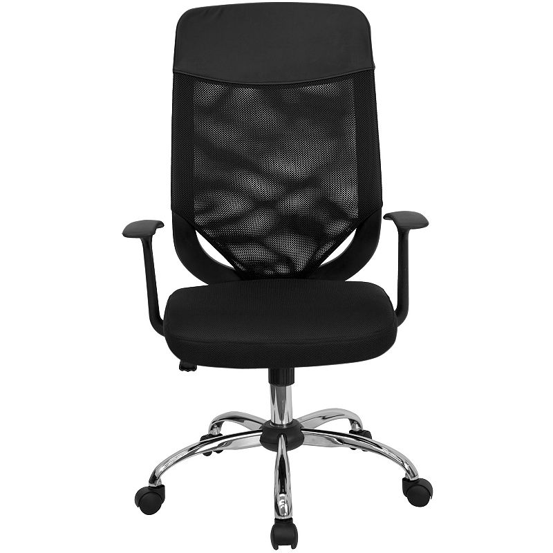 Emma and Oliver High Back Black Mesh Executive Swivel Office Chair with Arms