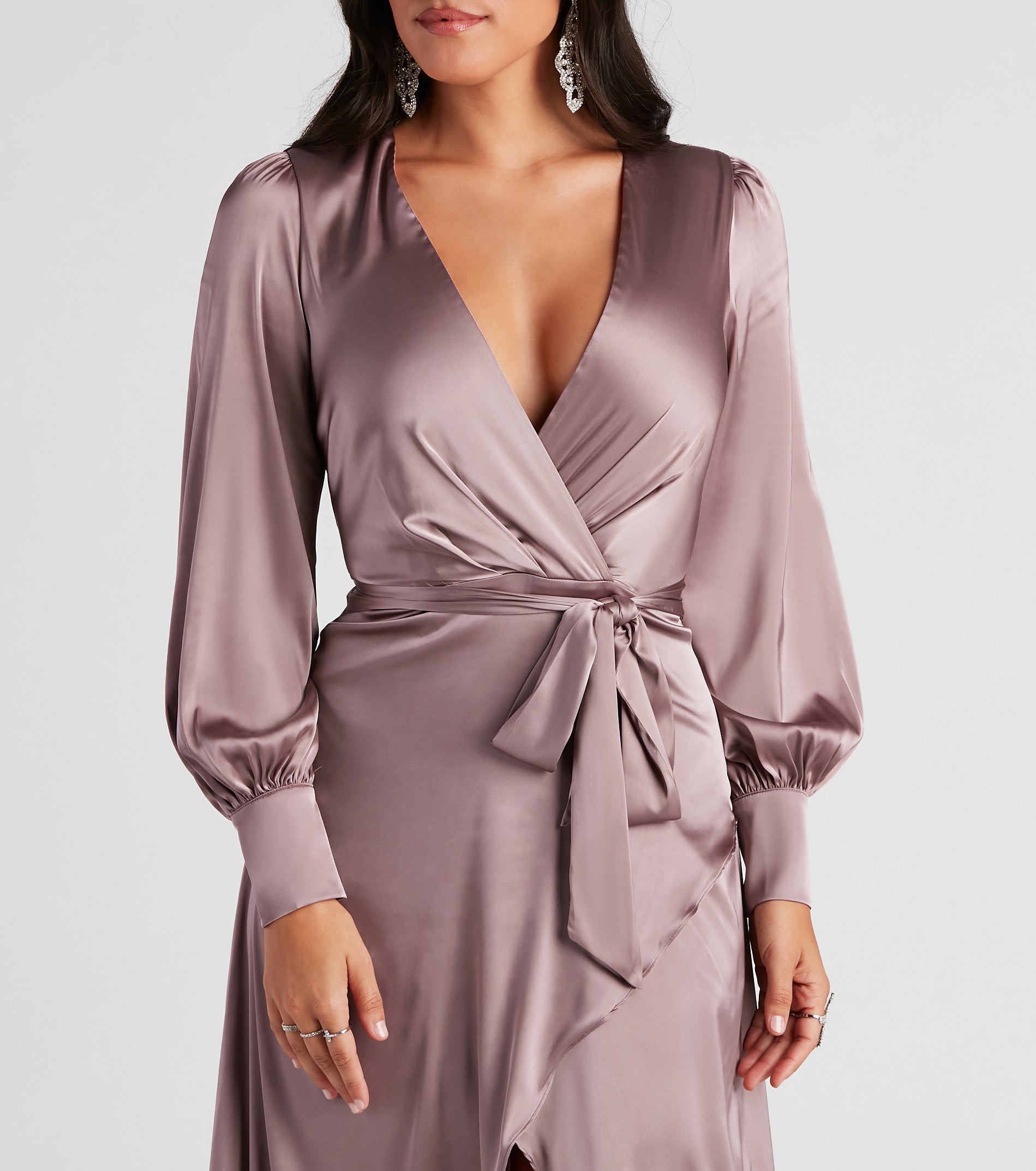 Kali Formal Satin Wrap Dress