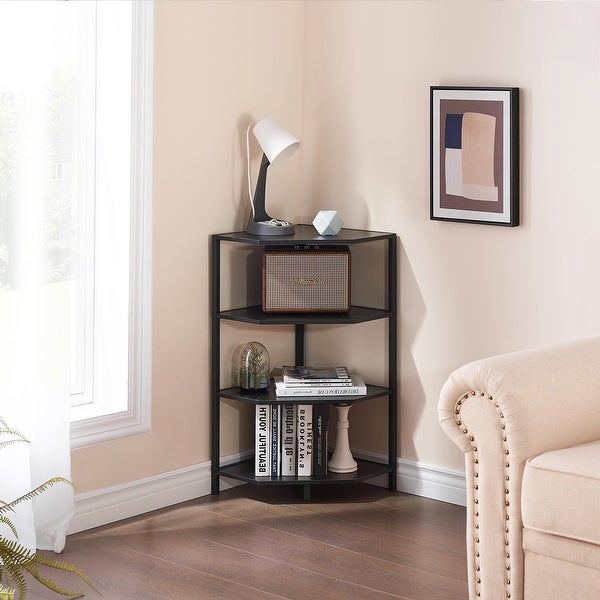 Corner End Table 4-Tier Open Shelves