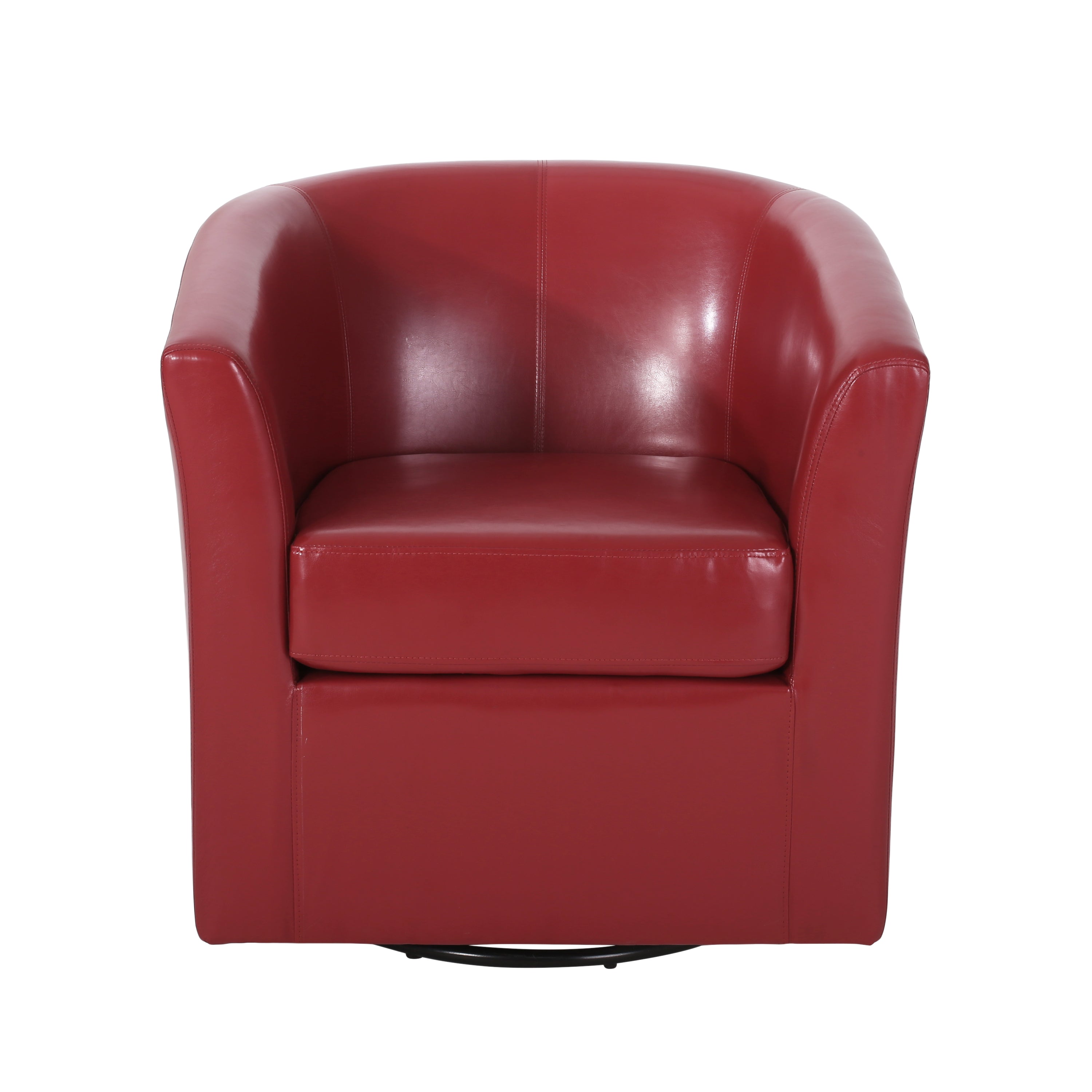 Corley Modern Upholstered Faux Leather Swivel Barrel Club Chair