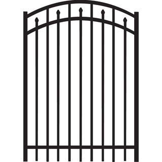 Barrette Outdoor Living Brilliance 4 ft. W x 5 ft. H Black Heavy-Duty Aluminum Arched Pre-Assembled Fence Gate 73010339