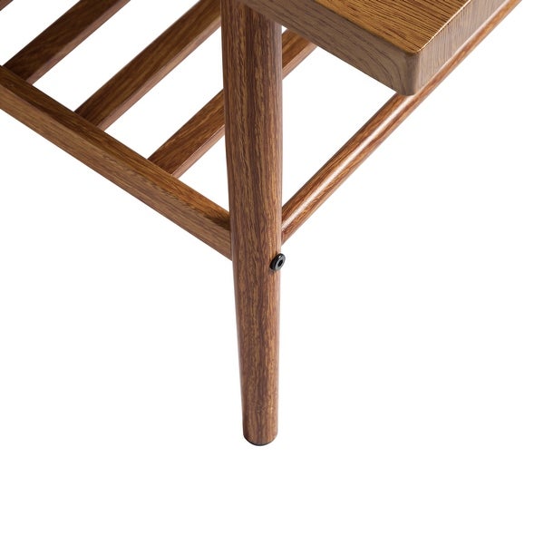 19.7 in. Brown Square Wood End Table with Bottom Storage Shelf