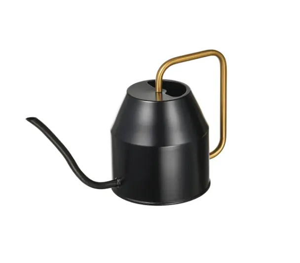 Modern Black Metal Watering Can With Brass Gold Metal Handle Water Can For Indoor Garden Outdoor Gardening Water Supplies