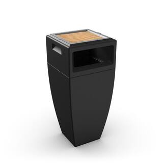 Mayne 24 Gal. Kobi Outdoor Waste Bin with Ash Tray Black Commercial Trash Can 8842-B