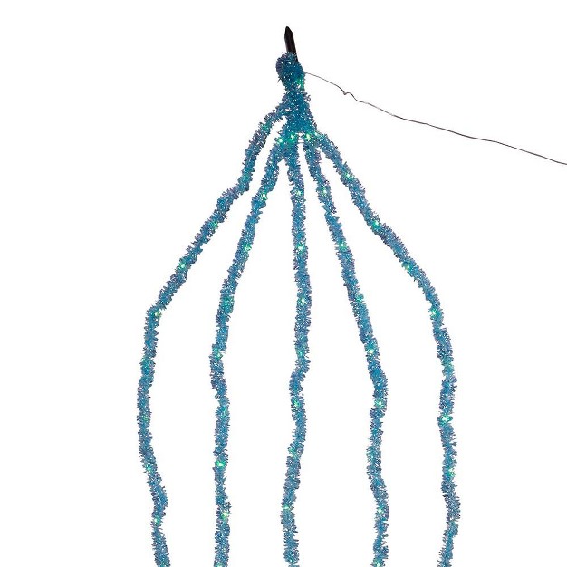 Kurt Adler 6 5 foot Teal Iridescent Tinsel Cascade Light Set