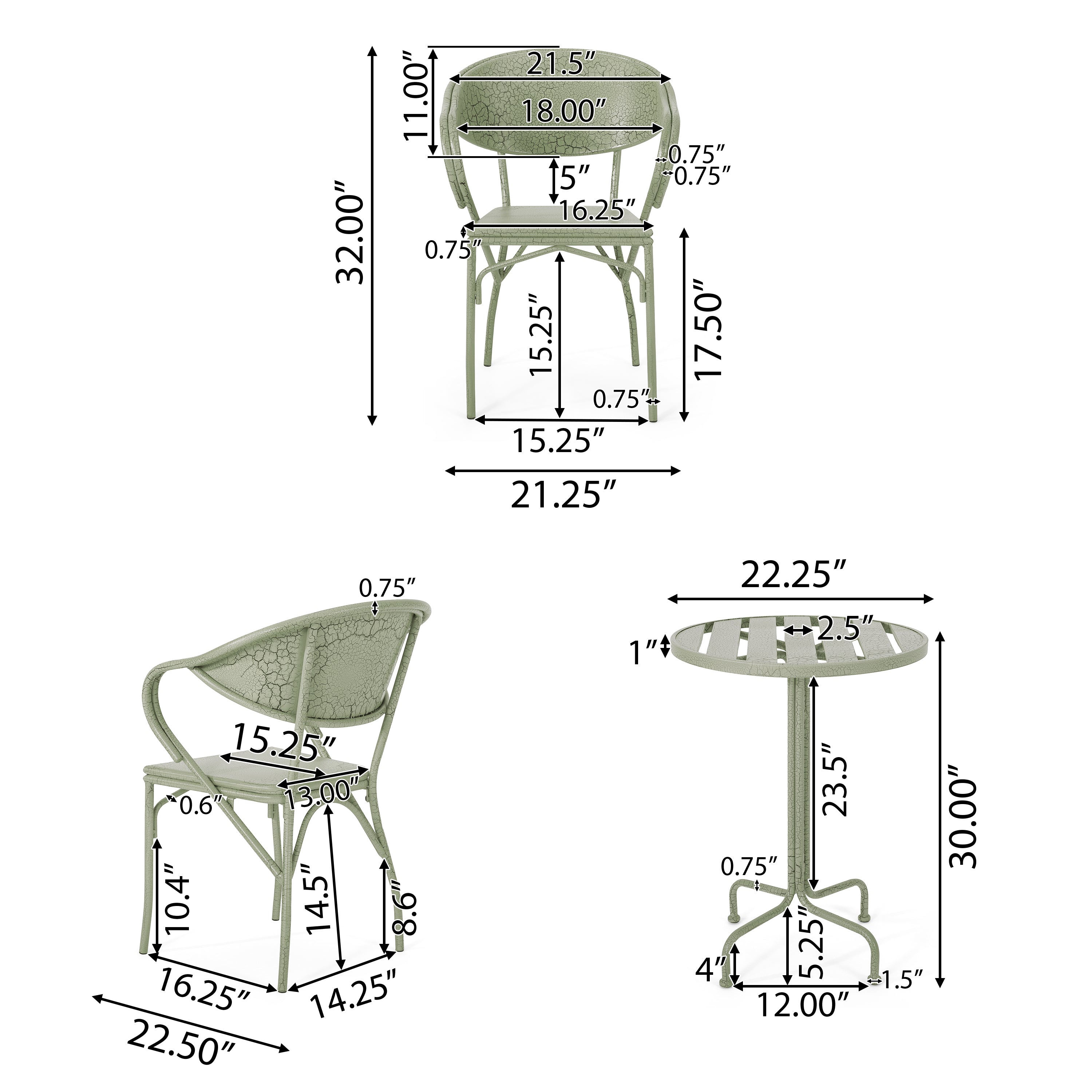 Warren Desert Outdoor Modern 2 Seater Bistro Set