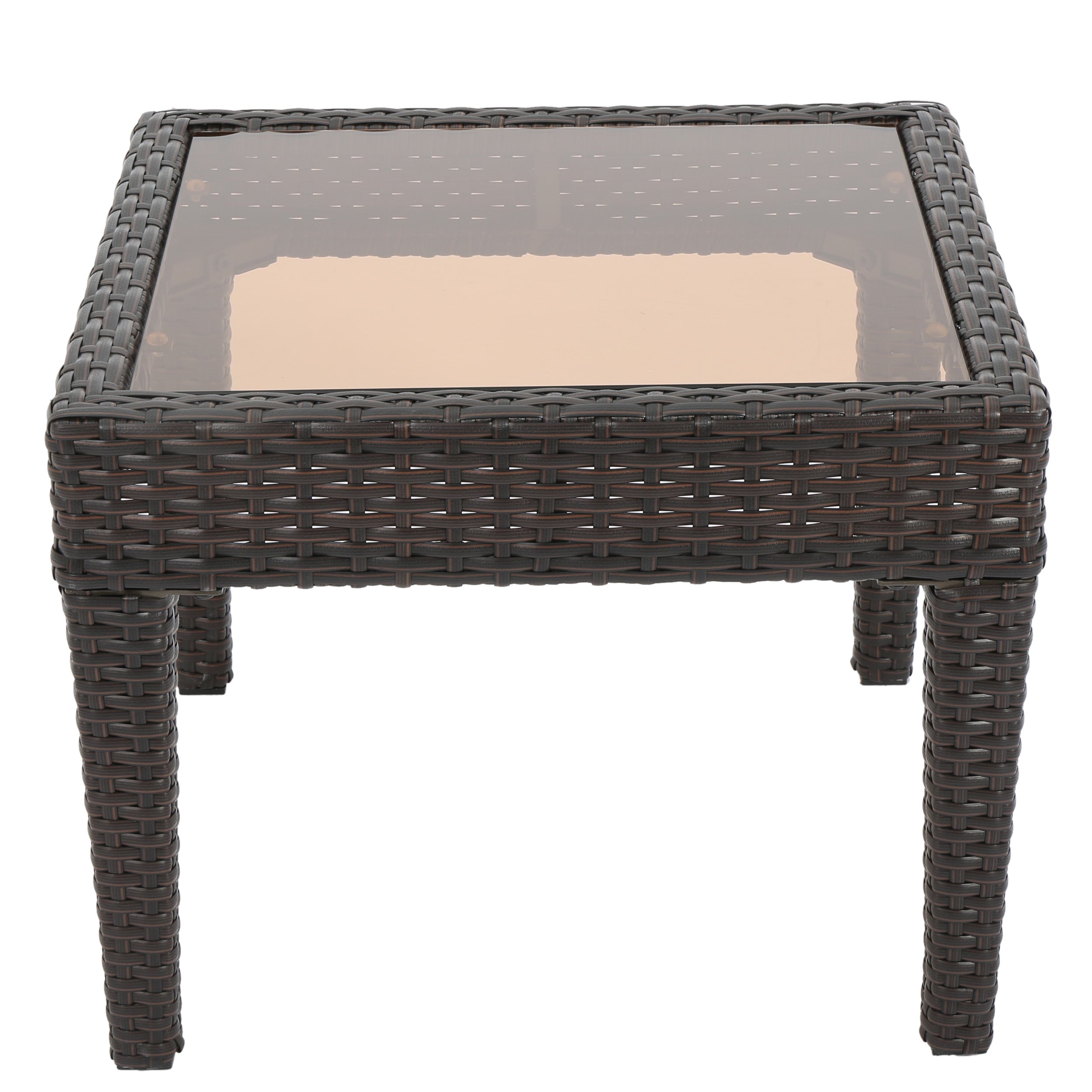 Jermaine Outdoor Brown Wicker Side Table