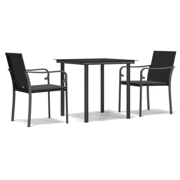 vidaXL Patio Dining Set Table and Chair with Cushions Poly Rattan and Steel