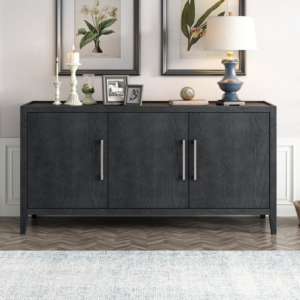 3-Door Wooden Storage Cabinet Sideboard with Adjustable Shelf