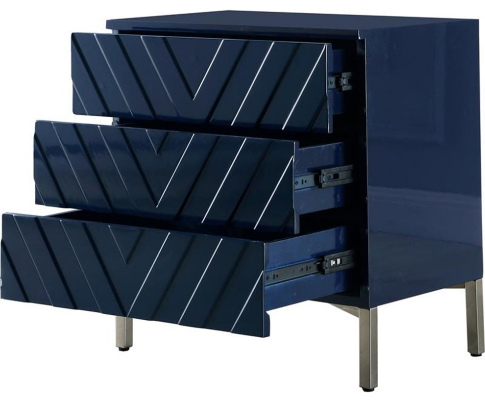 Home Square Collette Accent Table in Navy Lacquer  ampChrome   Set of 2   Contemporary   Side Tables And End Tables   by Homesquare  Houzz