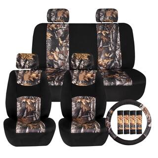 FH Group Buck59 47 in. x 1 in. x 23 in. Hunting Inspired Print Trim Seat Covers - Combo Full Set DMFB059114BROWNCAMO-W-B