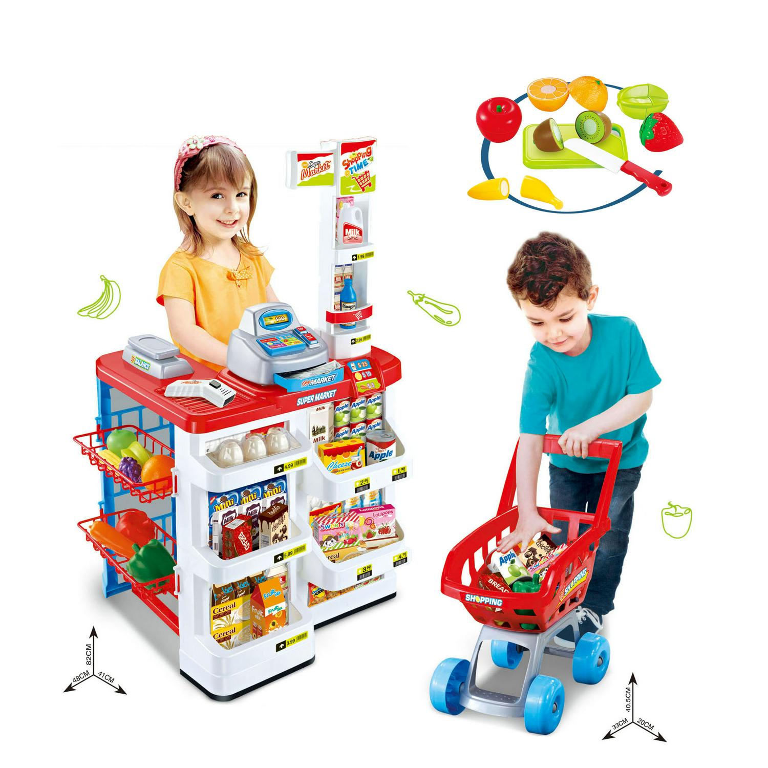 Supermarket Play Set Mundo Toys Shopping Cart for Kids Fruits Cutting  Crowdfused