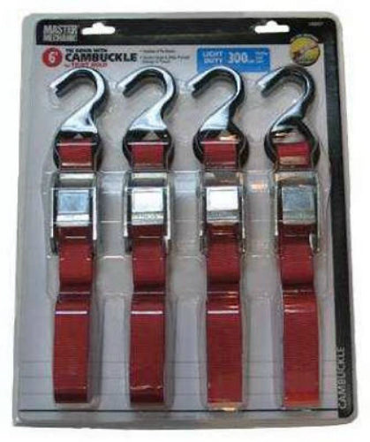 1 PC-Master Mechanic MM27 Cambuckle Tie Down, 1" x 6', 4-Pack