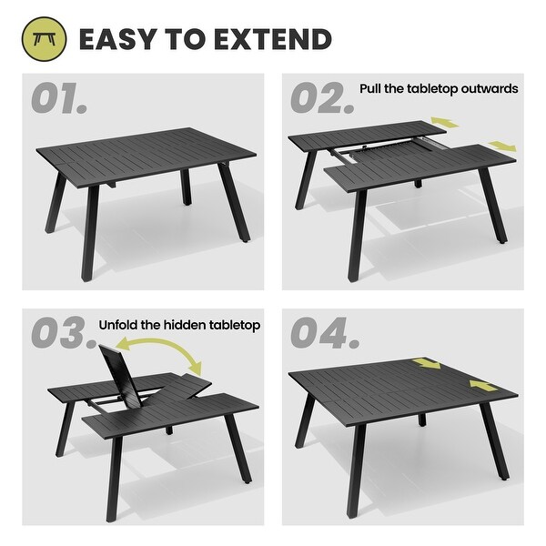 Black Outdoor Expandable Aluminum Dining Table