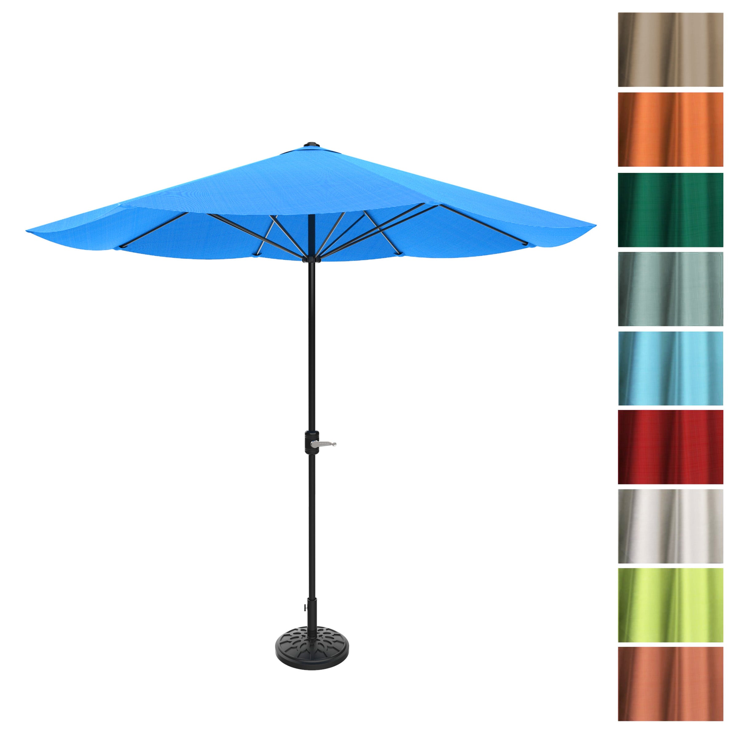 Pure Garden Patio Market Umbrella, 9 ft. Aluminum, Auto Crank, Brilliant Blue