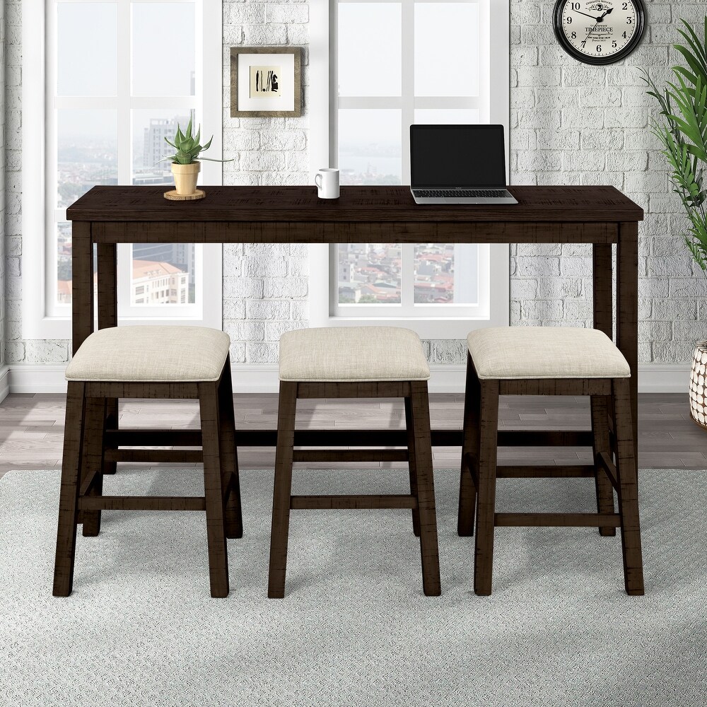 4 Pieces Counter Height Table with Fabric Padded Stools