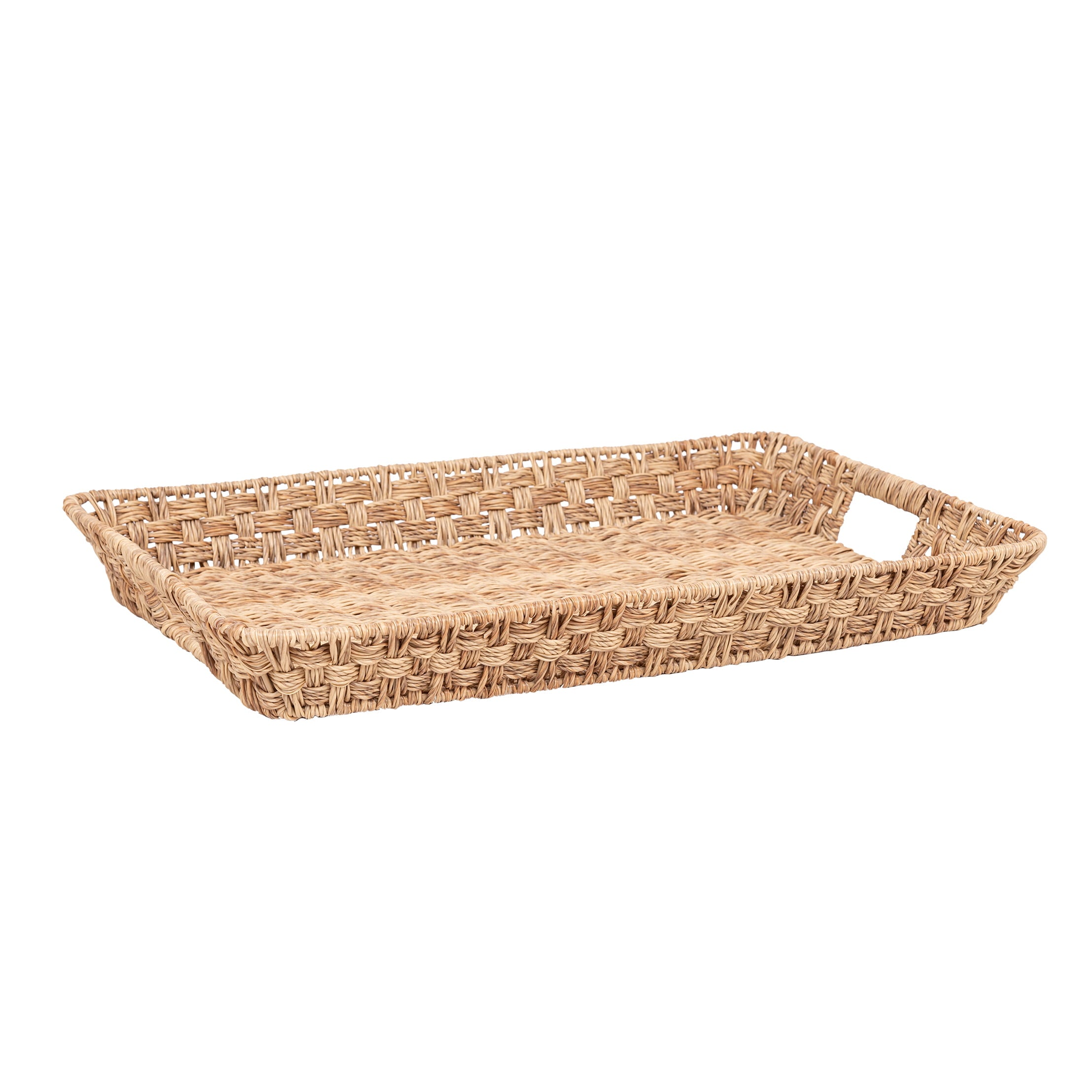 Better Homes and Gardens- Beige Rectangle Rattan Serving Tray， 21x15