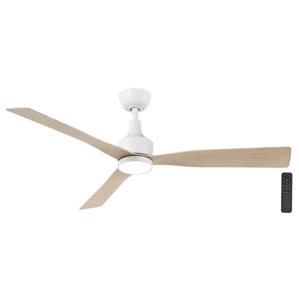 Home Decorators Collection Ryland 52 in. Integrated CCT LED IndoorOutdoor Matte White Smart Ceiling Fan with Light and Remote Powered by Hubspace AK433A-MWH