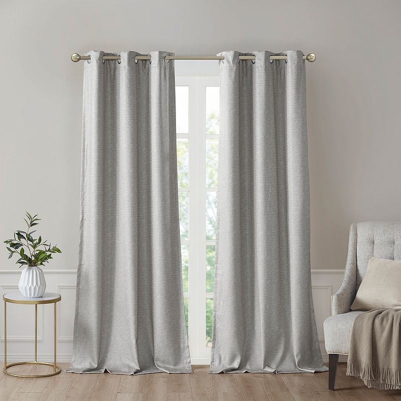 SunSmart 2-pack Leighton Tonal Printed Faux Silk 100% Blackout Window Curtain Set