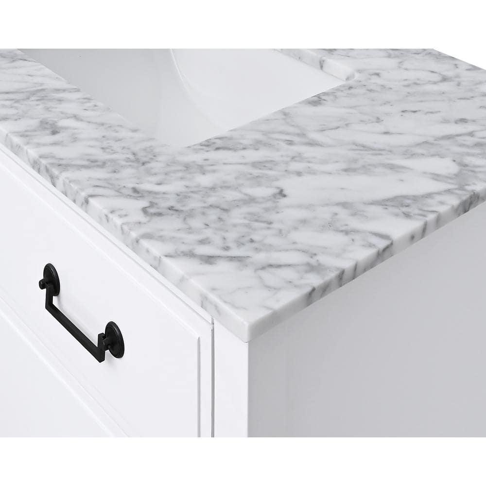 Home Decorators Collection 37 in W x 22 in D Bianco Carrara White Marble Vanity Top with White Basin