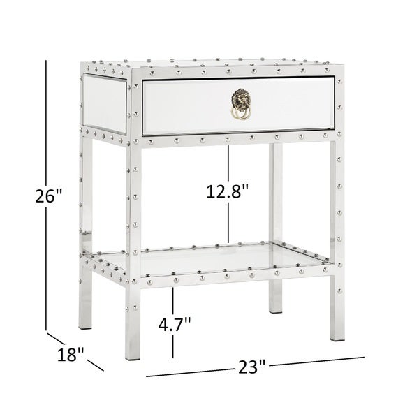 Carter Riveted Stainless-Steel Mirrored Accent Table by iNSPIRE Q Bold