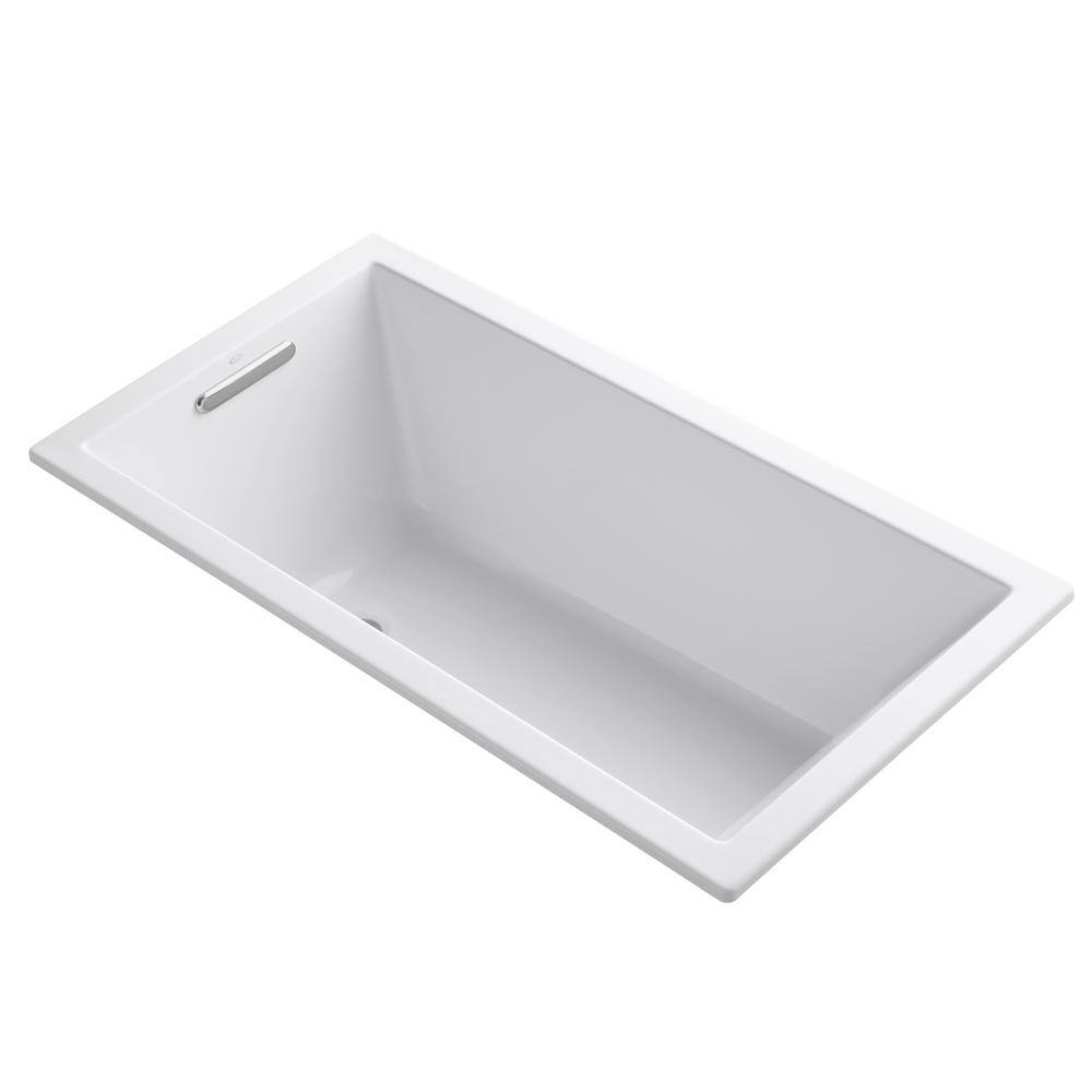 KOHLER Underscore 60 in. x 32 in. Rectangular Soaking Bathtub with Reversible Drain in White K-1130-0