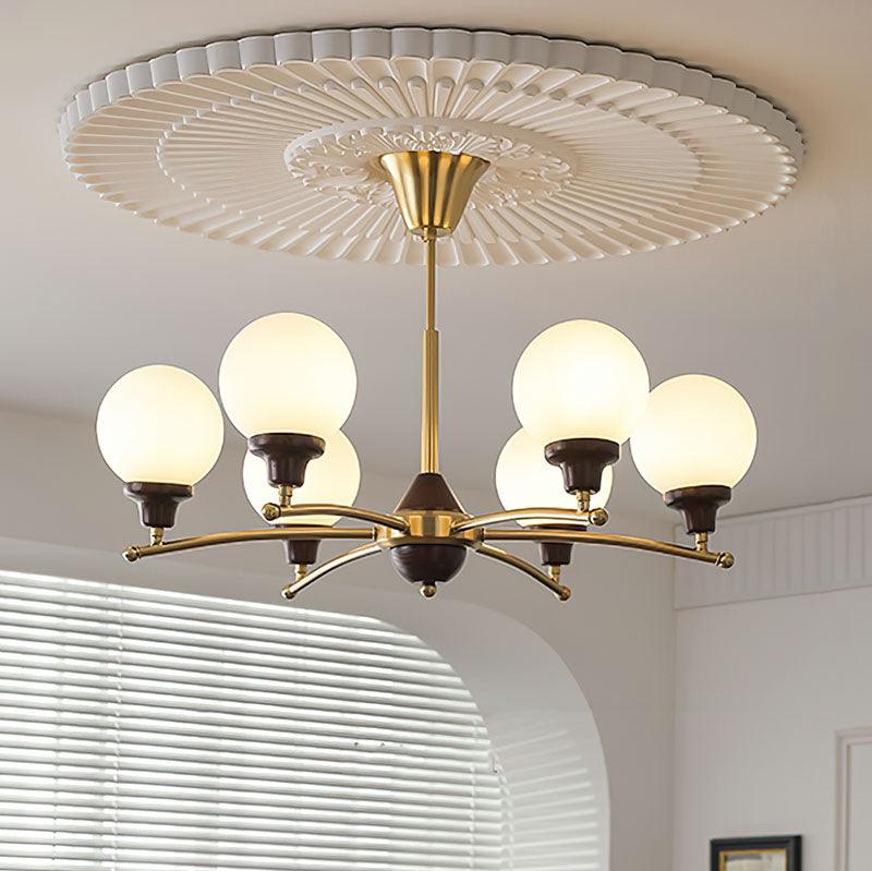 Walnut Glass Ball Chandelier