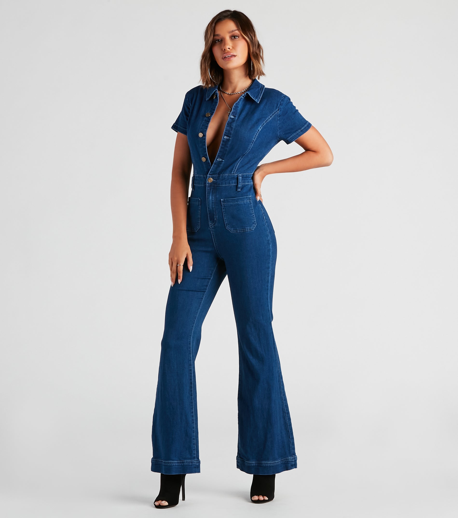 Gimme The Flare Denim Jumpsuit