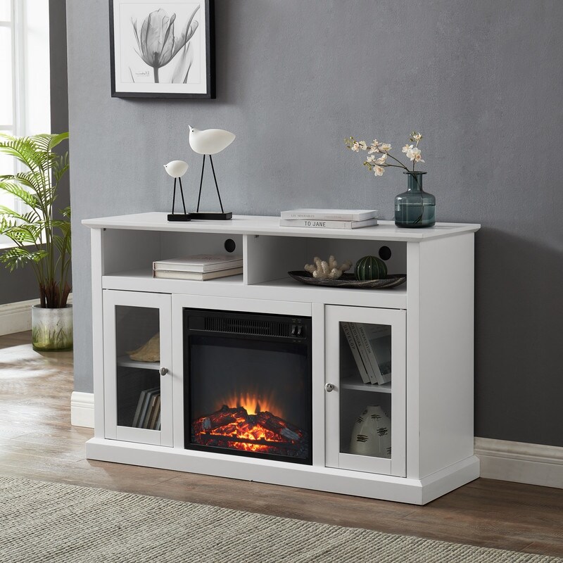 Modern Electric Fireplace TV Stand for TV's Up to 55 inch  White