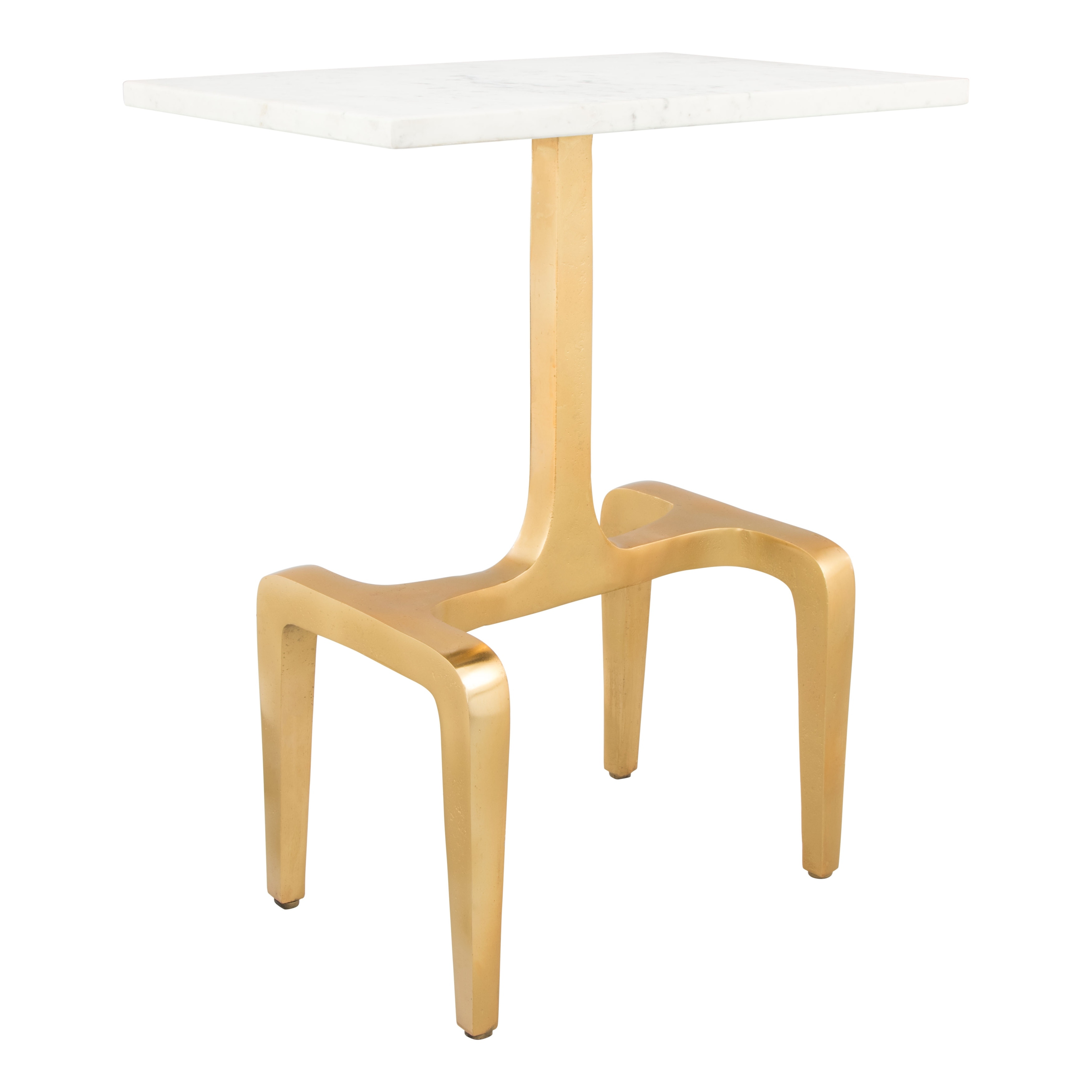 Clement Marble Side Table White and Gold