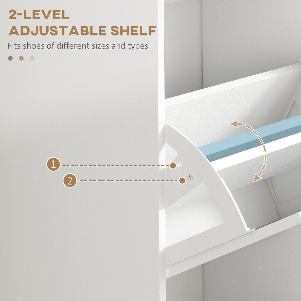 HOMCOM Shoe Cabinet for Entryway  Narrow Shoe Rack Storage Organizer with 3 Flip Drawers and Adjustable Shelves