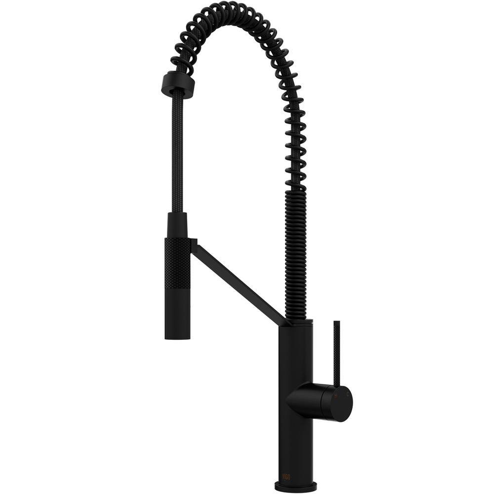 VIGO Livingston Single Handle Pull-Down Sprayer Kitchen Faucet in Matte Black VG02027MB