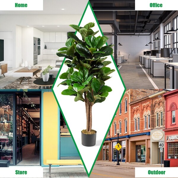 Costway 4ft Artificial Fiddle Leaf Fig Tree Indoor Outdoor Office