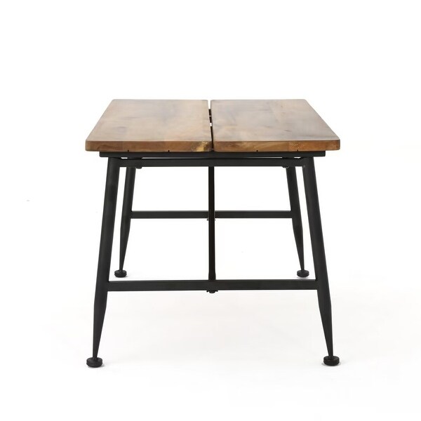 Outdoor industrial acacia wood+metal table，for graden and patio