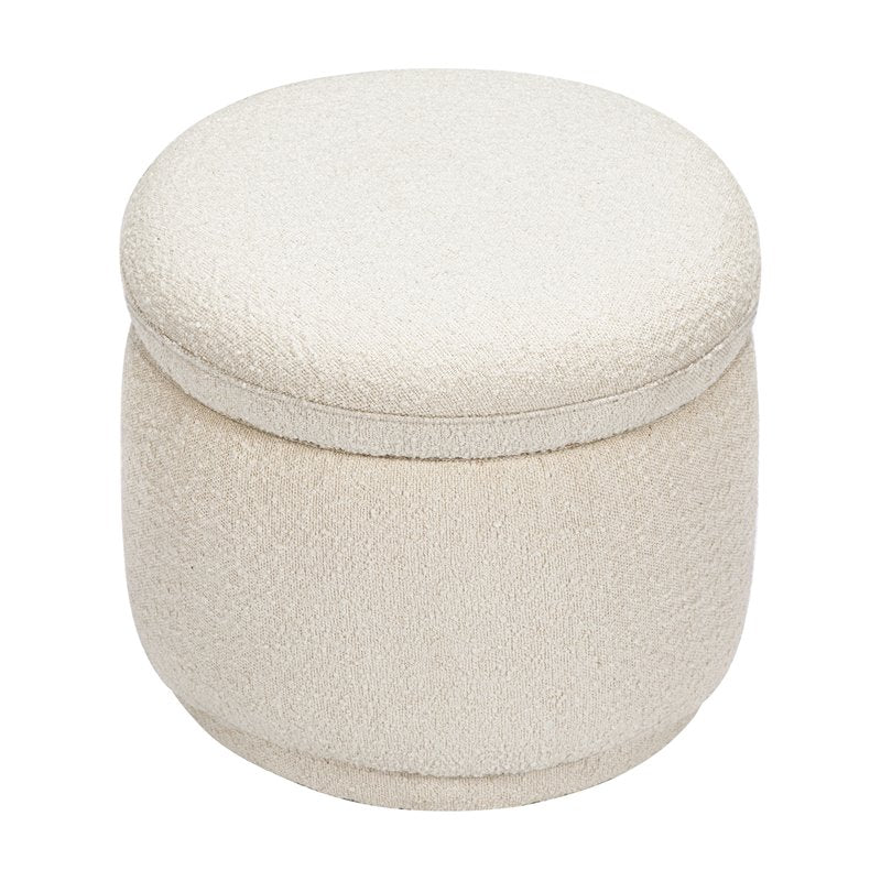 Namesake Enoki Modern Fabric Storage Ottoman in White Boucle