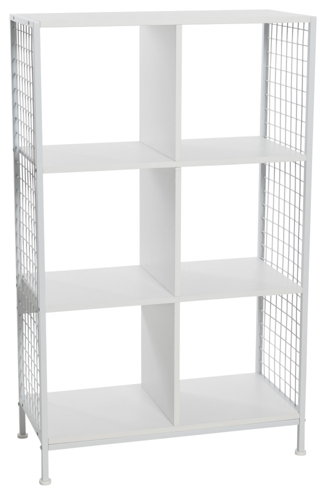 Trellis Open Storage Bookshelf  6 Cube Scandinavian White  White Metal   Contemporary   Bookcases   by Household Essentials  Houzz