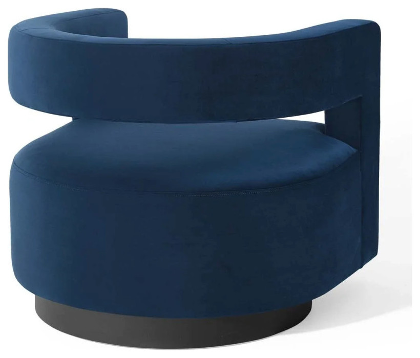 Atlas Midnight Blue Cutaway Performance Velvet Swivel Armchair   Contemporary   Armchairs And Accent Chairs   by V.S.D Furniture  Houzz