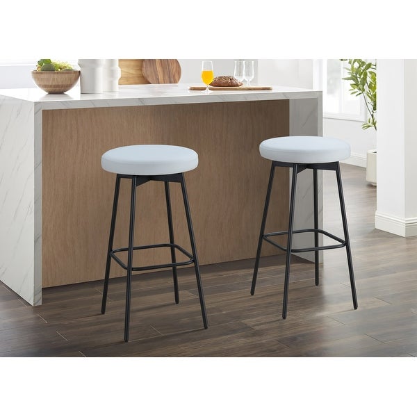 LuXeo Doheny Black Steel Legs Swivel Barstool (Set of 2) - N/A