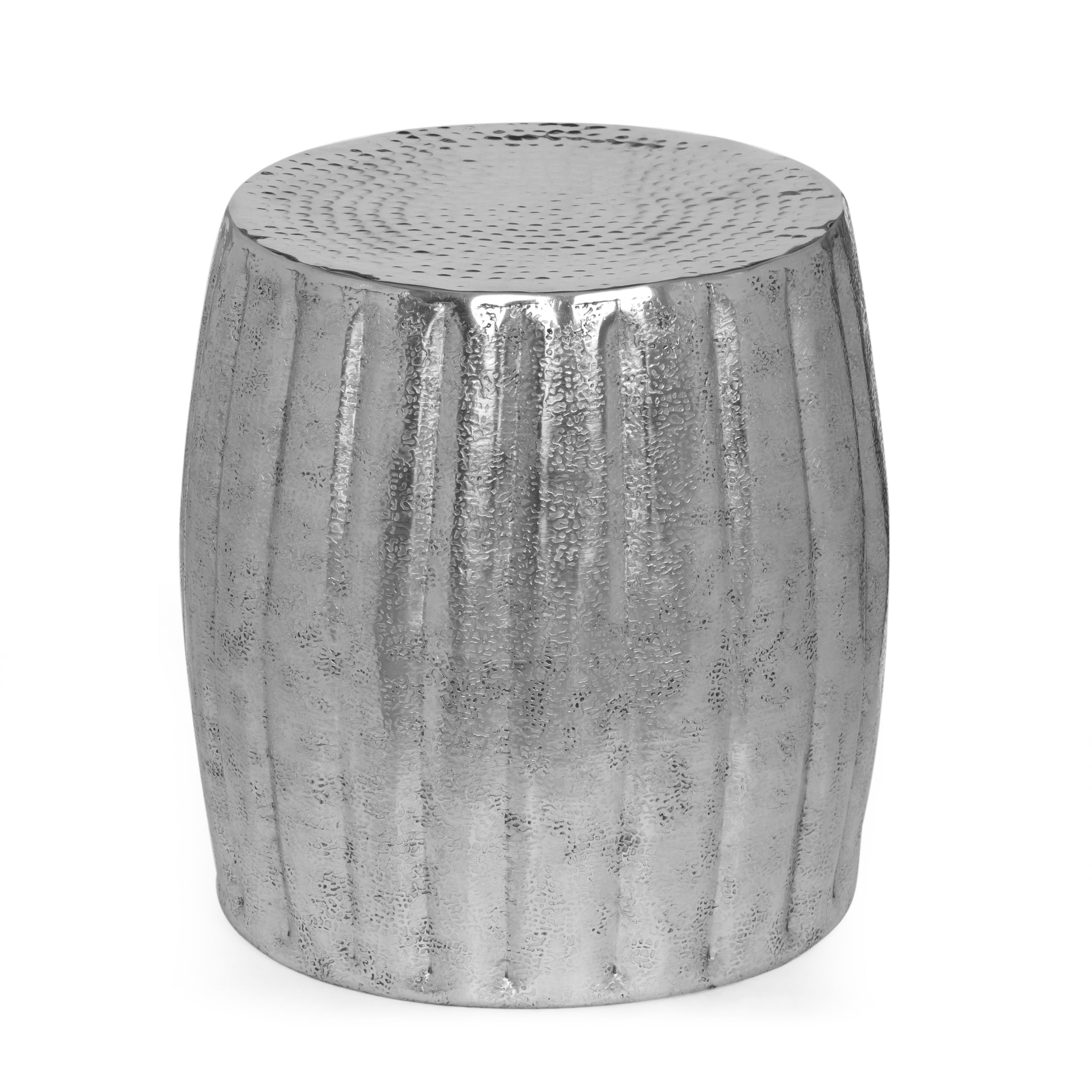 Leesburg Modern Handcrafted Aluminum Pumpkin Side Table, Silver