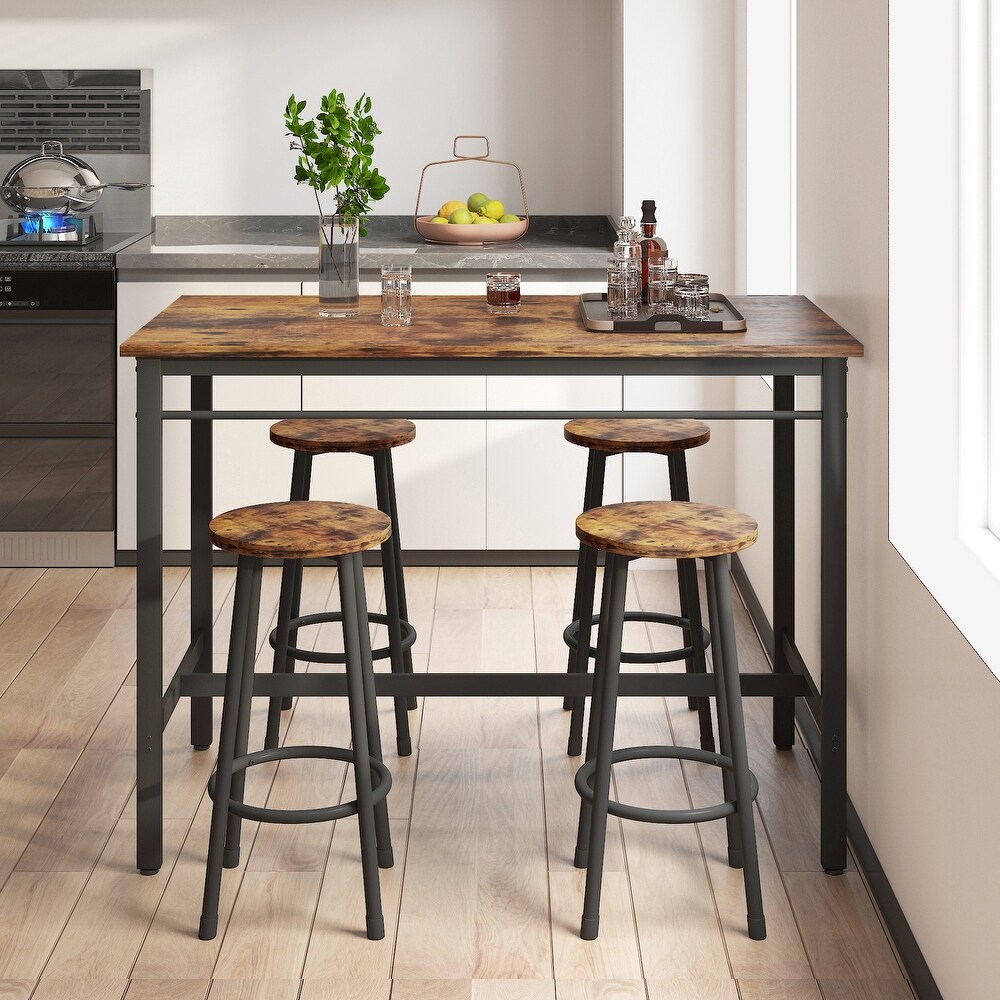 5 Piece Kitchen Counter Height Table Set  Bar Table with 4 Stools