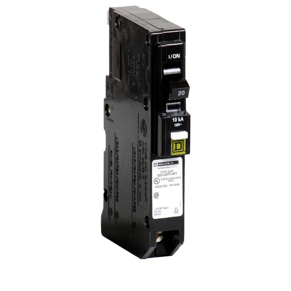 Square D QO 20 Amp Single-Pole Plug-On Neutral Combination Arc Fault Circuit Breaker QO120PCAFIC