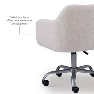 Linon Home Decor Barnes Cream Sherpa Upholstered 17 in. - 21 in. Adjustable Height Office Chair THD02669