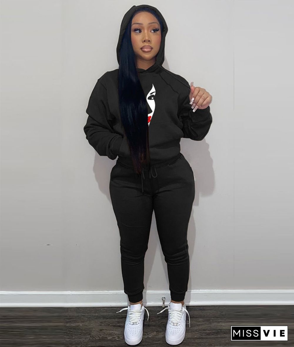 Fleece Hoodies Sweatshirt and Pants Tracksuit